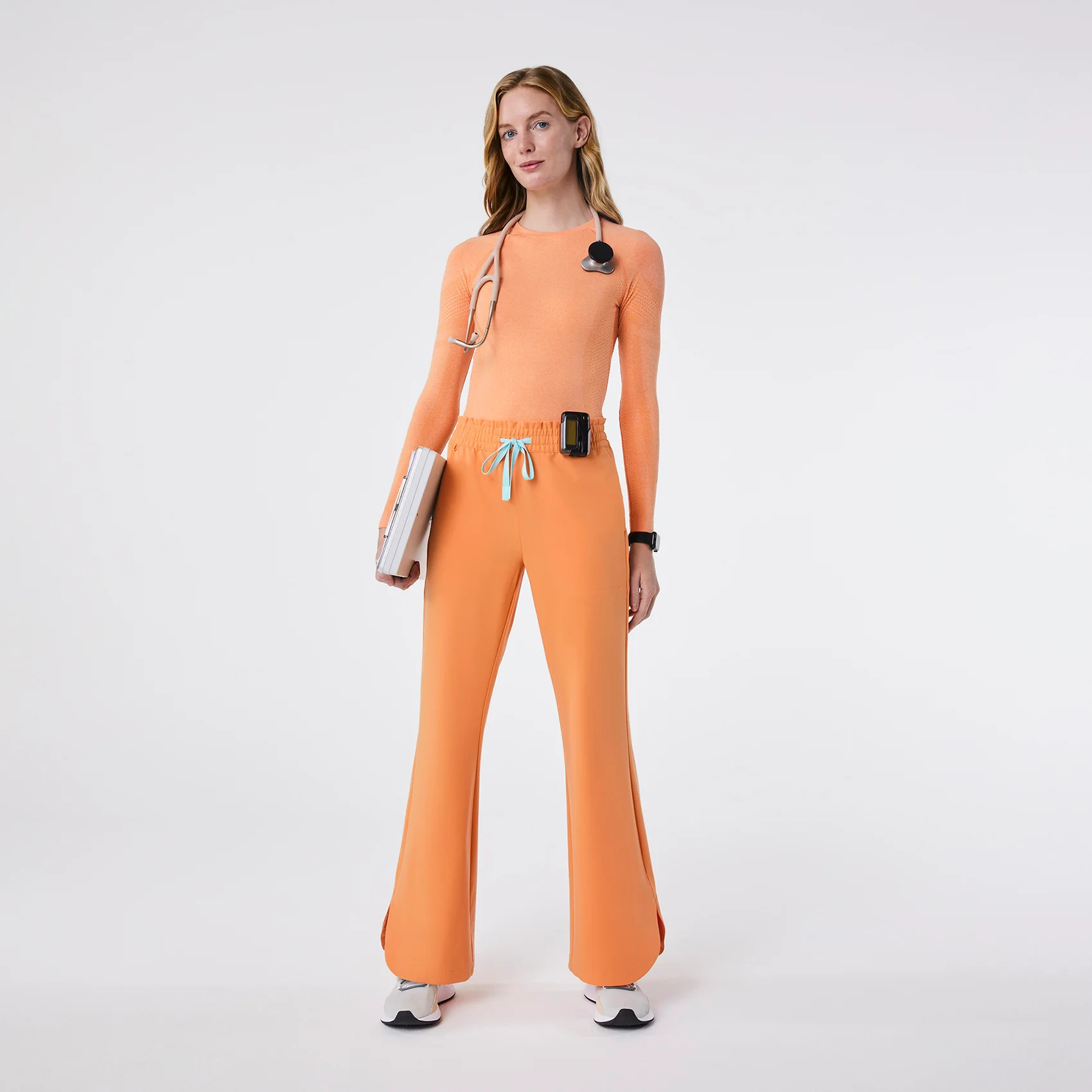 Women’s High Waisted Marseille Wide Leg Scrub Pants - Shaka Orange · FIGS | FIGS