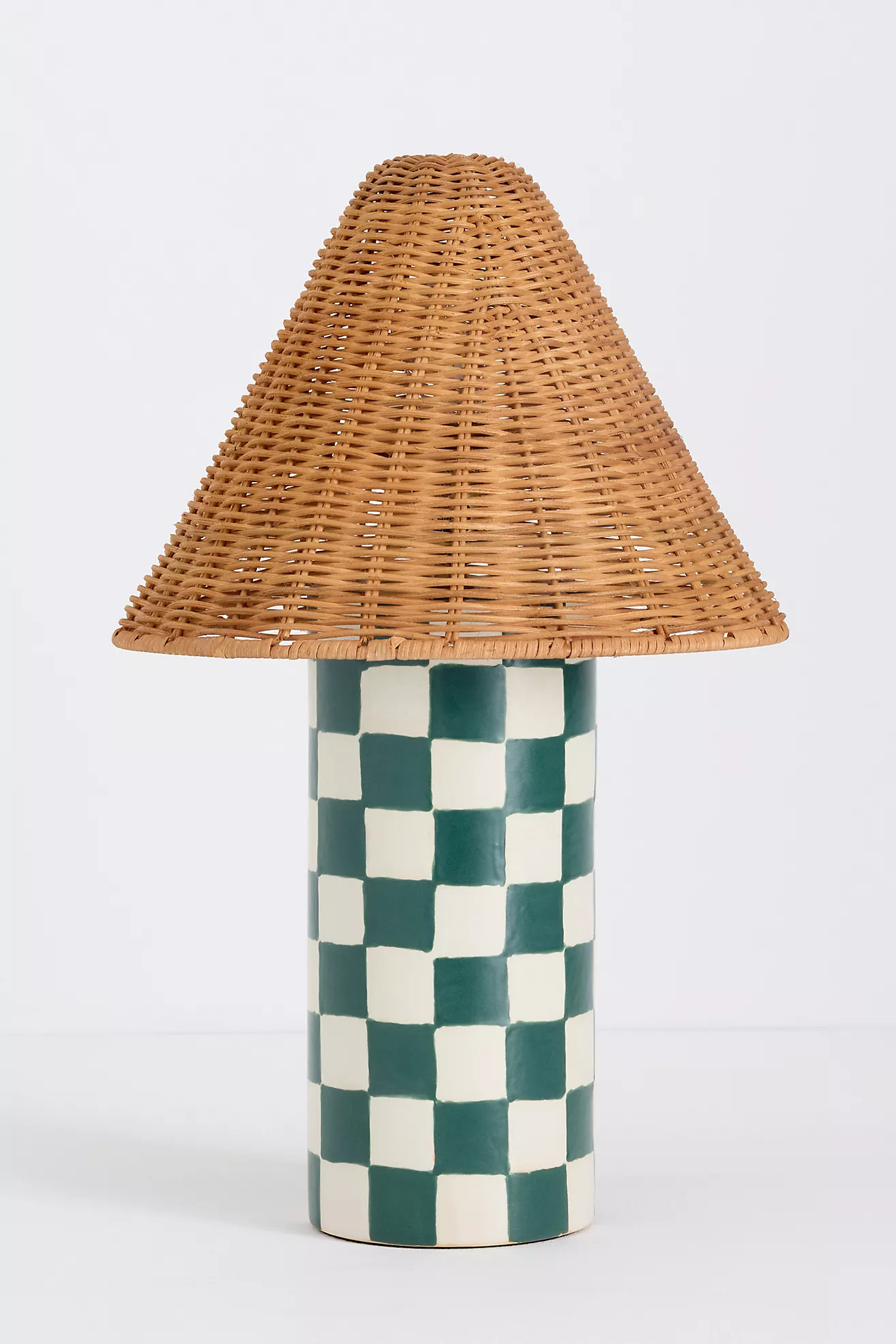 Merve Kahraman Ceramic Checkered Rattan Table Lamp | Anthropologie (US)