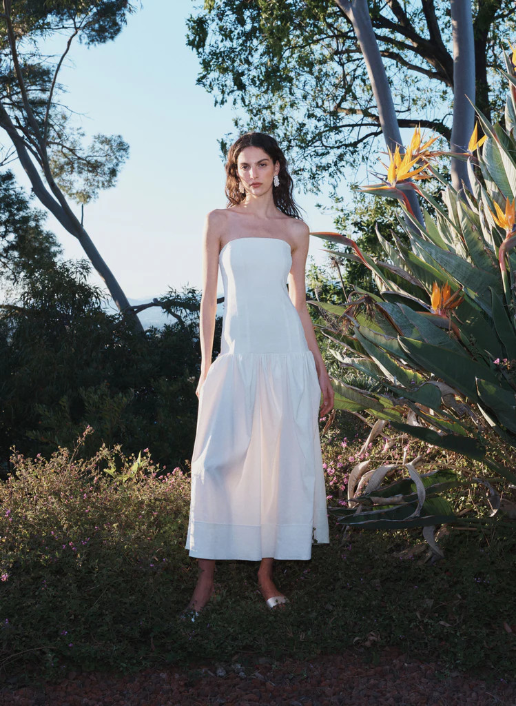 June Strapless Linen Midi Dress | A.L.C