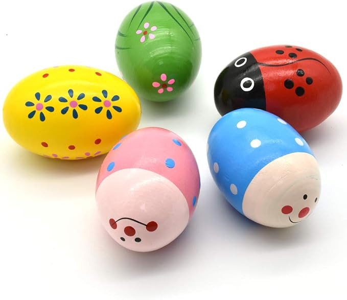 Hayder Wooden Easter Eggs Shakers Toys Maracas Kids Hand Shakers Percussion Musical for Party Fav... | Amazon (US)
