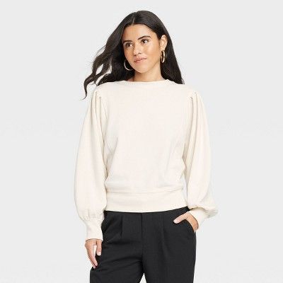 Women&#39;s Fleece Sweatshirt - A New Day&#8482; Cream S | Target
