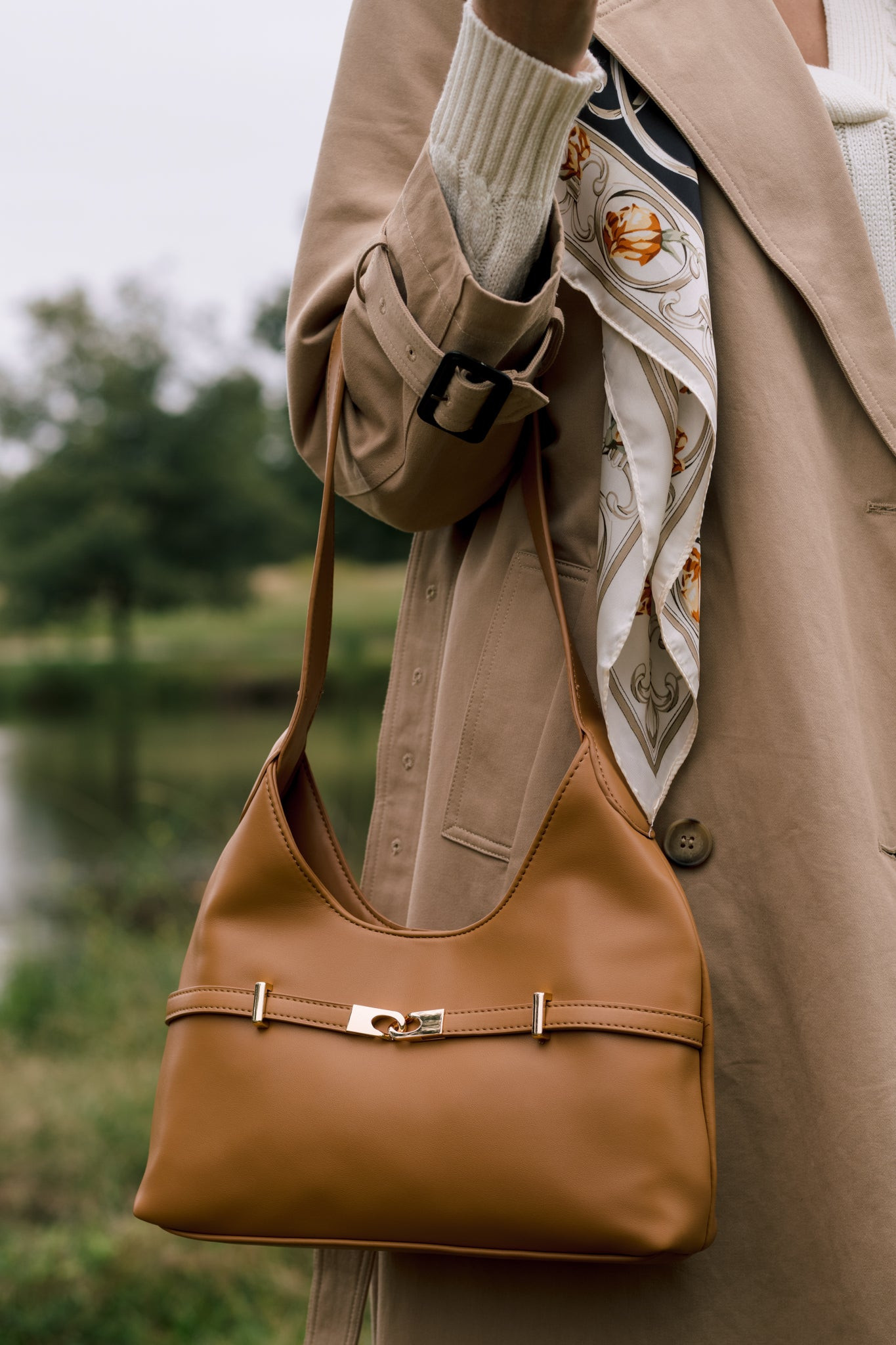 Wherever You Go Camel Faux Leather Shoulder Bag | Red Dress