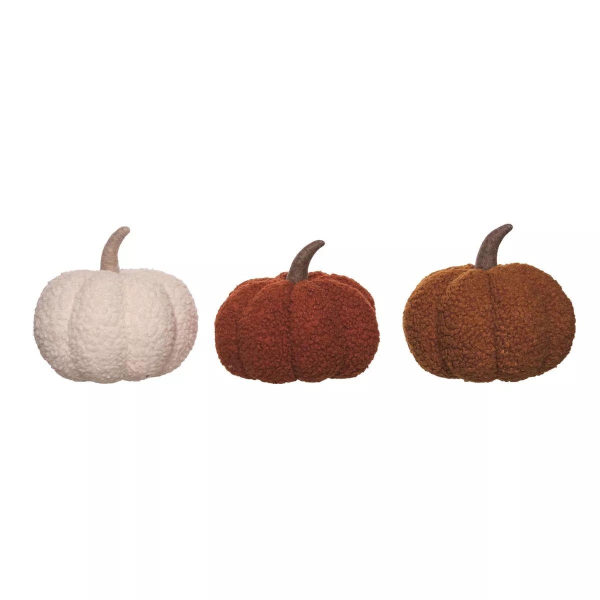 Transpac Polyester Plush Fuzzy Harvest Fall Pumpkin Decor Set of 3, 7.5 x 7.5 x 7.0 inch | Target