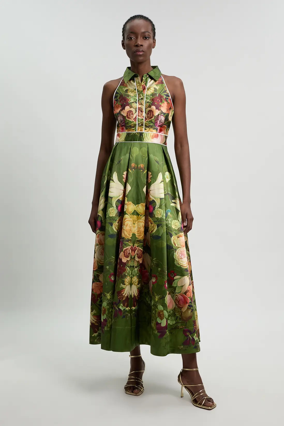Floral Twill Collared Maxi Dress | Karen Millen