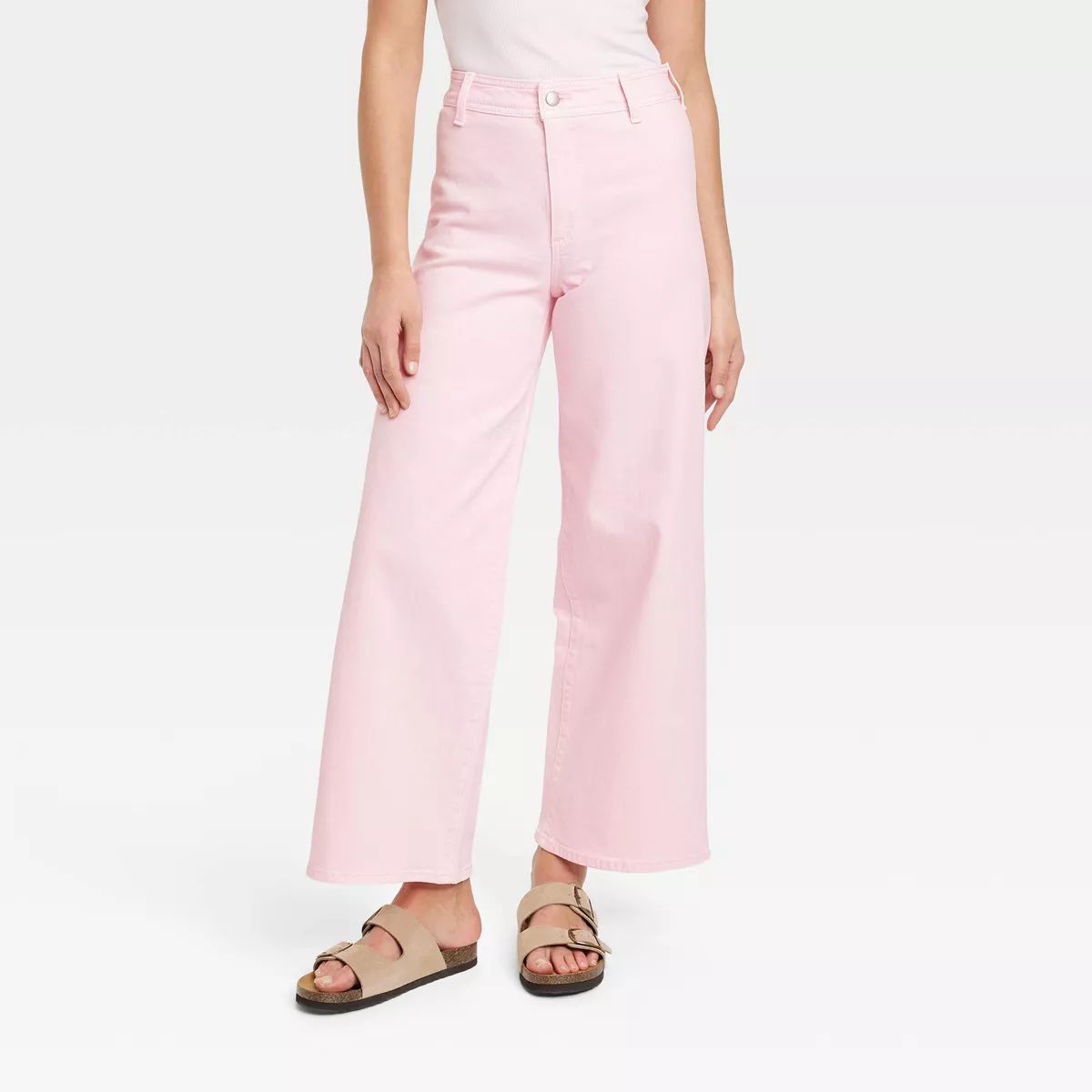 Women's High-Rise Sailor Wide Leg Ankle Jeans - Universal Thread™ Pink 8 | Target