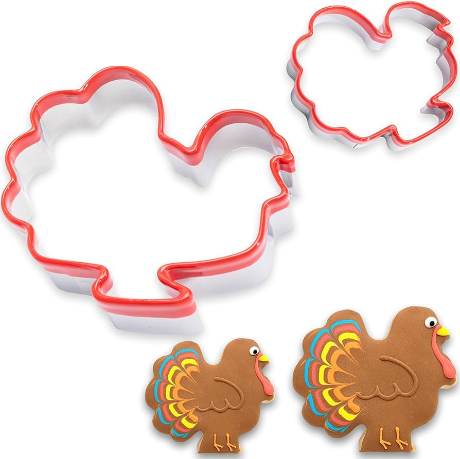 2Pcs Turkey Cookie Cutters 4.5" 3.5", Food-Grade Stainless Steel Fall Thanksgiving Cookie Cutter ... | Amazon (US)