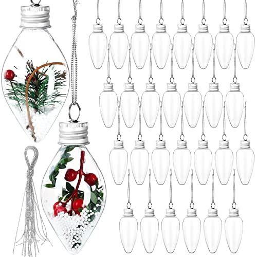 30 Pieces Christmas Fillable Clear Bulbs Plastic Light Hanging Ornaments Light Bulb Ball Ornament... | Amazon (US)