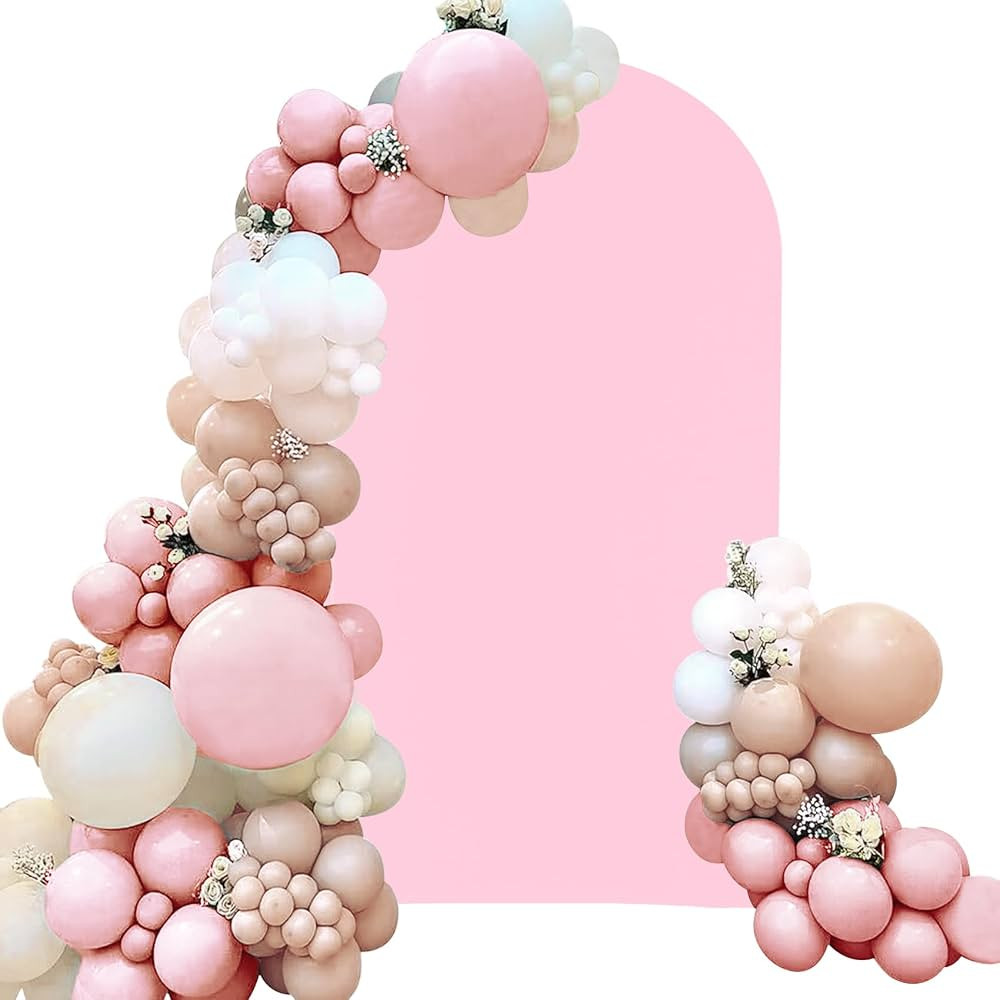 Spandex Fitted Wedding Arch Cover 6.6FT Pink Arch Backdrop Cover, Round Top Chiara Backdrop Stand... | Amazon (US)