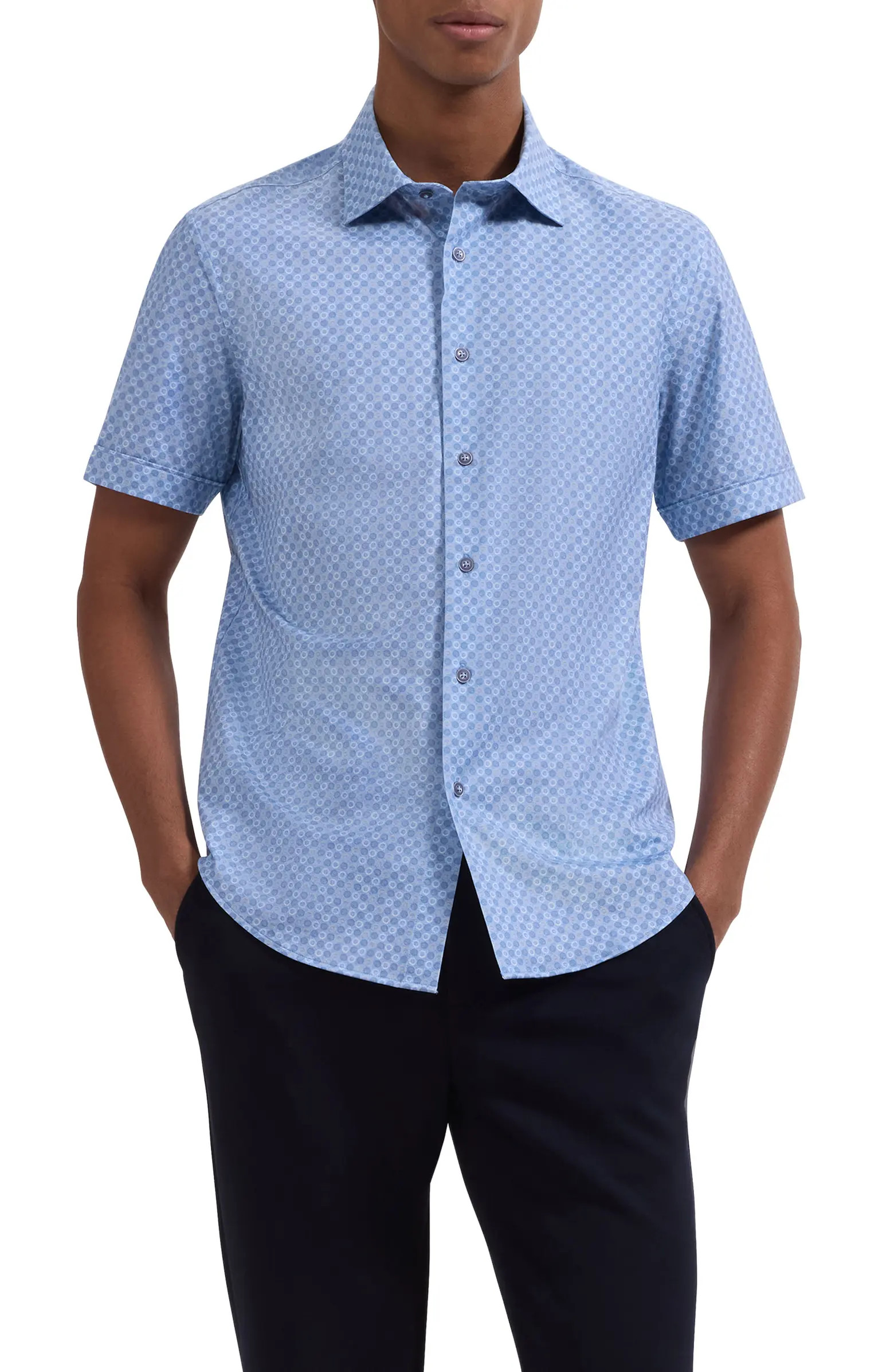 Miles OoohCotton® Medallion Print Short Sleeve Button-Up Shirt | Nordstrom