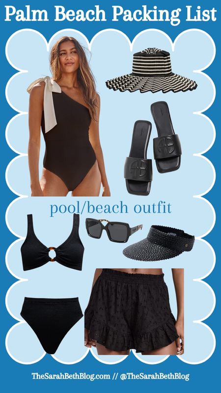 Palm Beach packing list pool and beach outfit. All black classic timeless summersalt swimsuit Lorna Maret I need Bing hunga Z Prada Fendi sunglasses straw visor Playa Lucila ruffle shorts.


#LTKshoecrush #LTKtravel #LTKswim