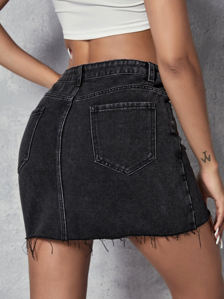 High Waisted Raw Hem Denim Skirt
       
              
              $16.49        
    (100+)
 ... | SHEIN