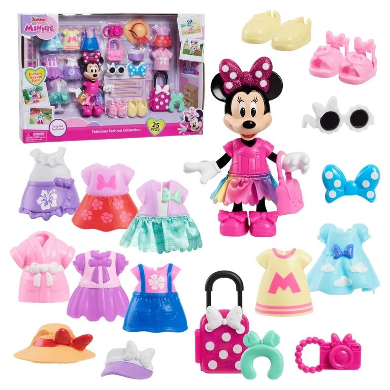 Disney Junior Minnie Mouse Fabulous Fashion Collection Articulated Doll and Accessories, 22-piece... | Walmart (US)