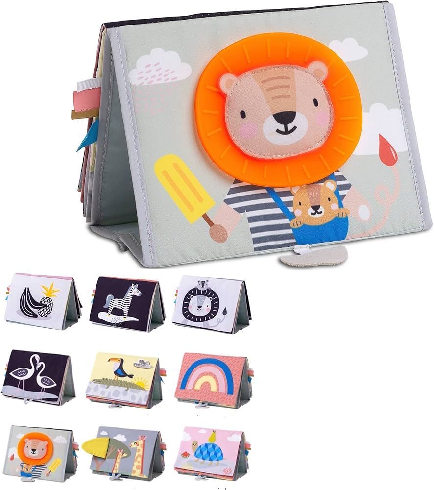 Taf Toys Savannah Infant Tummy-time Soft Crinkle Activity Book with Huge Baby Safe Mirror, 3D Act... | Amazon (US)