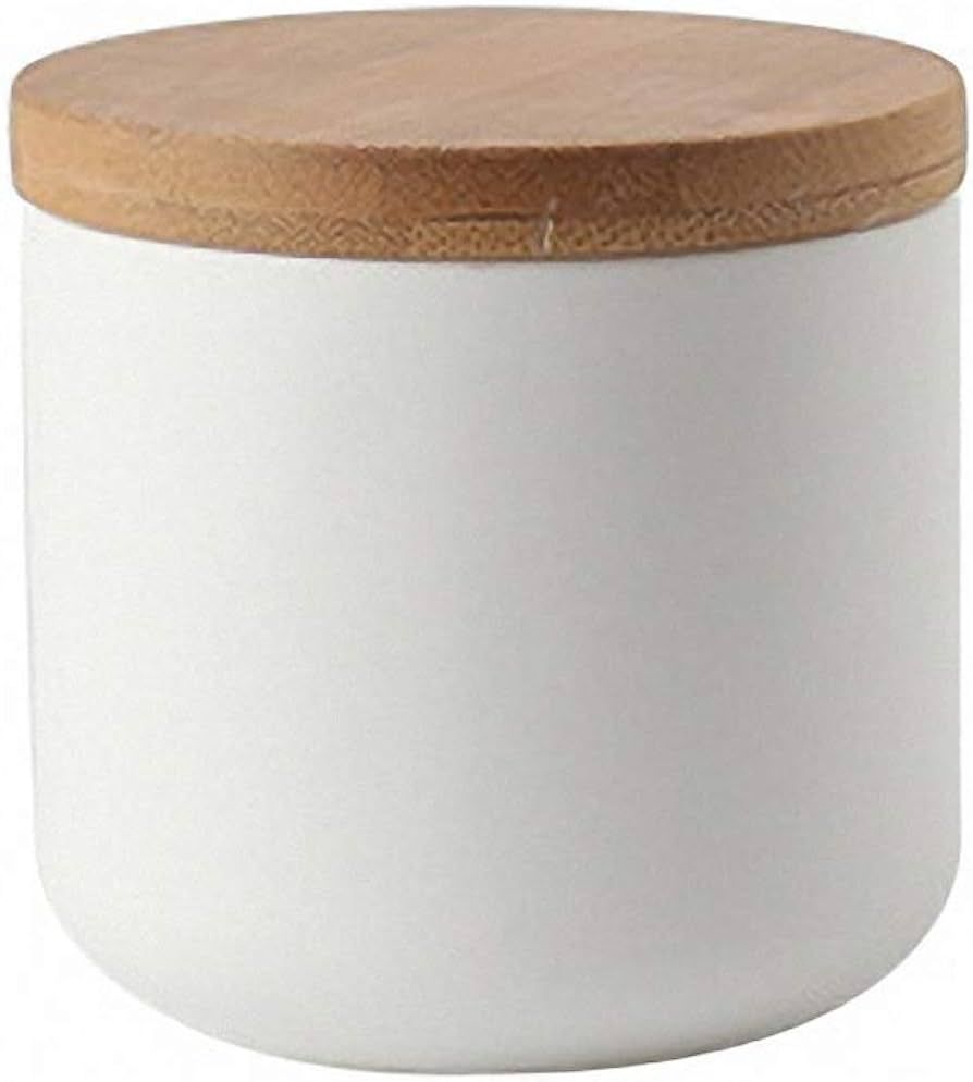 Pure Color Ceramic Sugar Bowl with Wooden Lid Sugar Dispenser Salt Pepper Storage Jar Pot Sugar C... | Amazon (US)