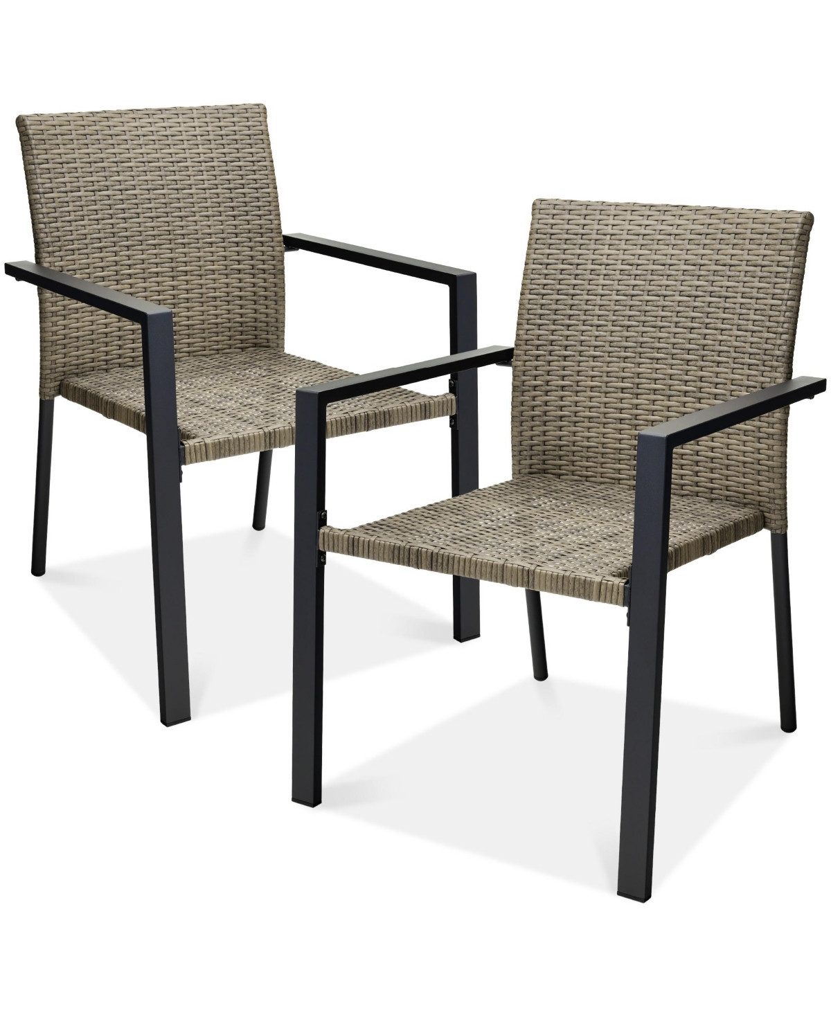 Best Choice Products Set of 2 Wicker Chairs, Stackable Outdoor Dining Furniture w/ Armrests - Taupe | Macy's