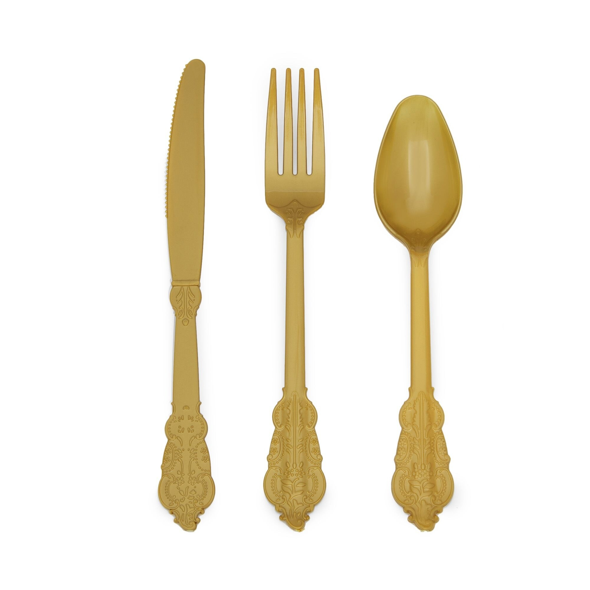 Antique Gold Plastic Cutlery for Wedding, Forks, Knives, Spoons (Serves 50, 150 Pack) | Bed Bath & Beyond