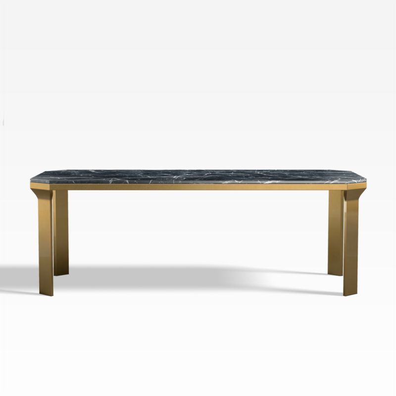 Catalyst 83" Black Marble Dining Table with Brass Base | Crate & Barrel | Crate & Barrel