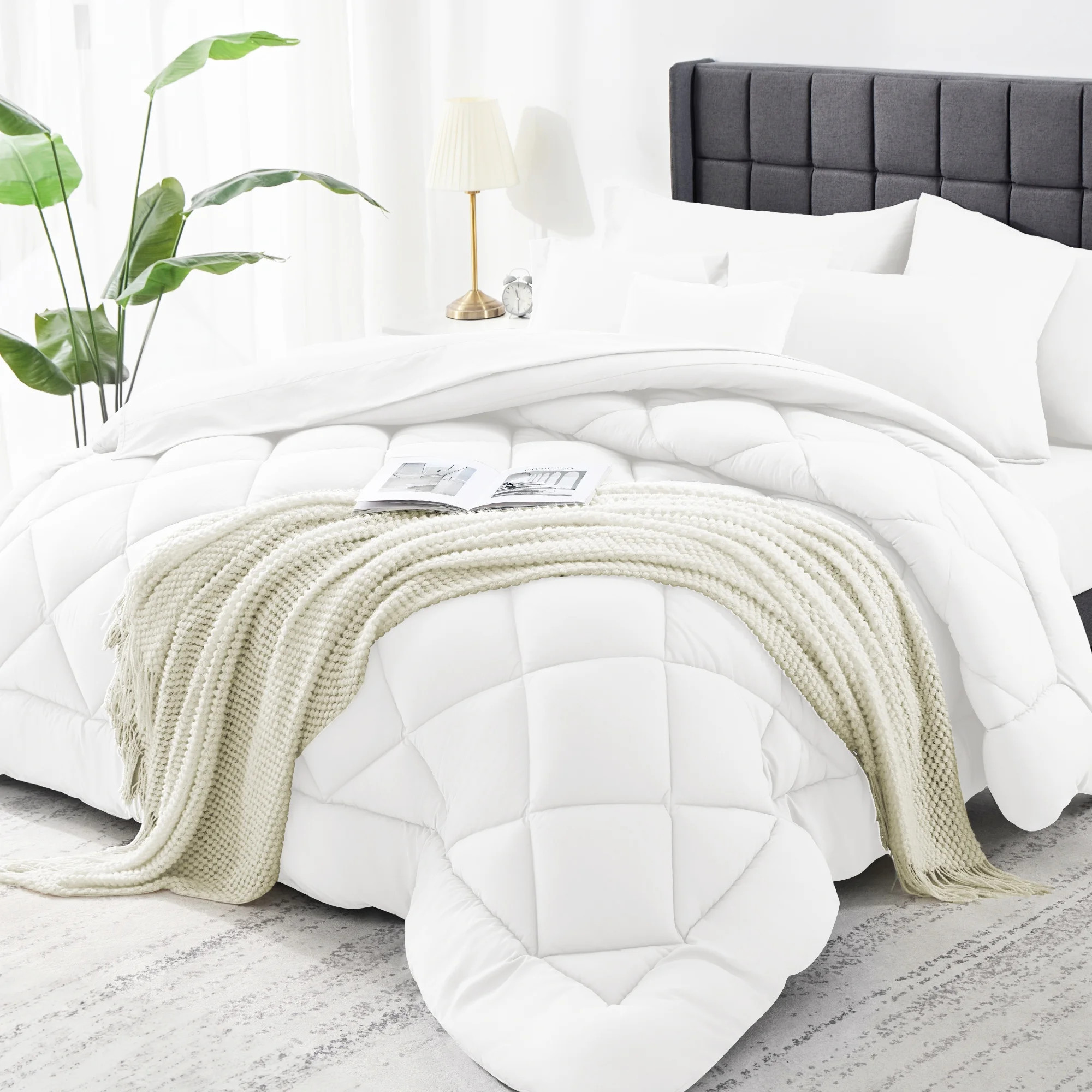 WISHEAD King Bed in a Bag Comforter Set with 7 Pieces - White All Season Bedding Sets with Comfor... | Walmart (US)