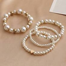 pcsSet Bohemian Style Imitation Pearl Beaded Bracelet Set For Women Essential Jewelry Collection | SHEIN