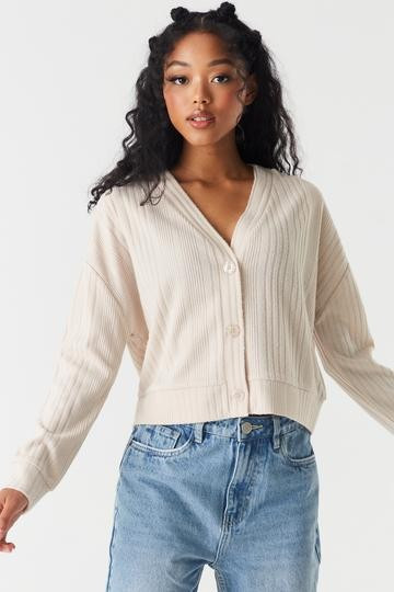 Ribbed Button-Front Cardigan | Urban Planet