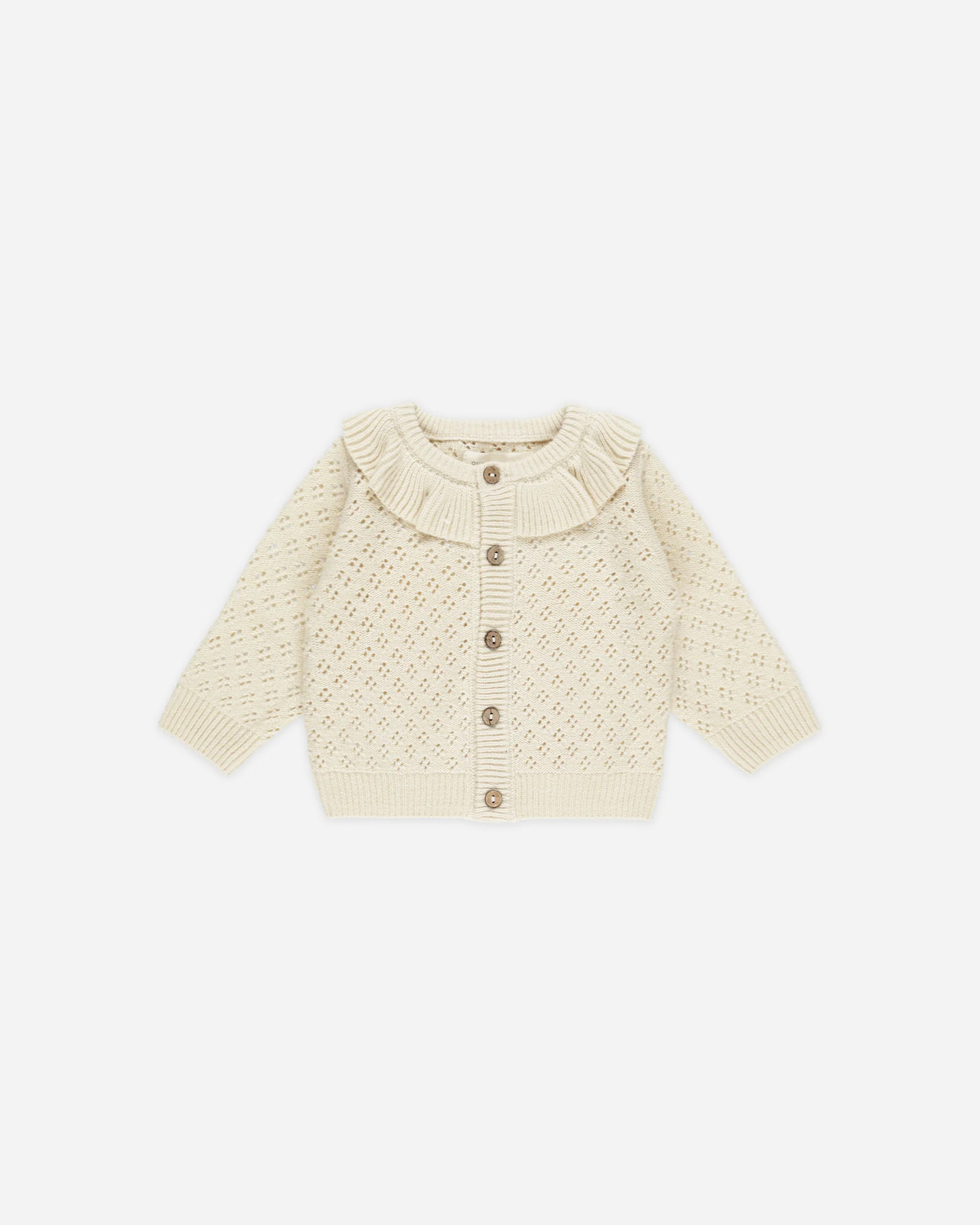 Ruffle Collar Cardigan || Natural | Rylee + Cru