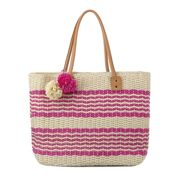 Olivia Miller Poppy Striped Multicolored Straw Tote Bag | Bed Bath & Beyond
