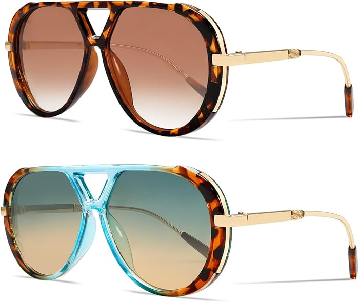 GUVIVI Retro Gold Metal Aviator Sunglasses for Women Men 2026 UV Protection | Amazon (US)