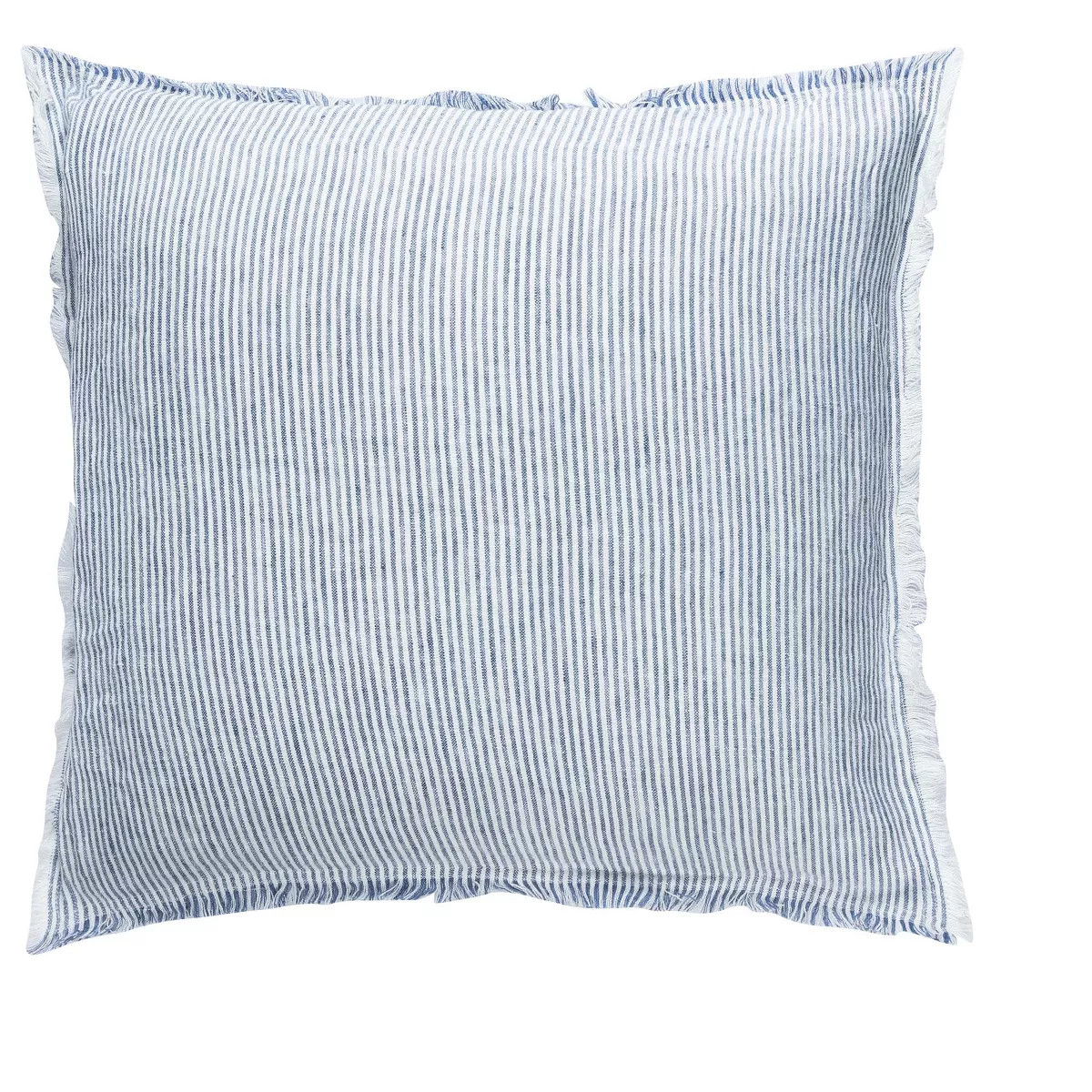 Blue Pinstripe Fringe Linen Pillow 20x20 Pillow Cover Only | Target