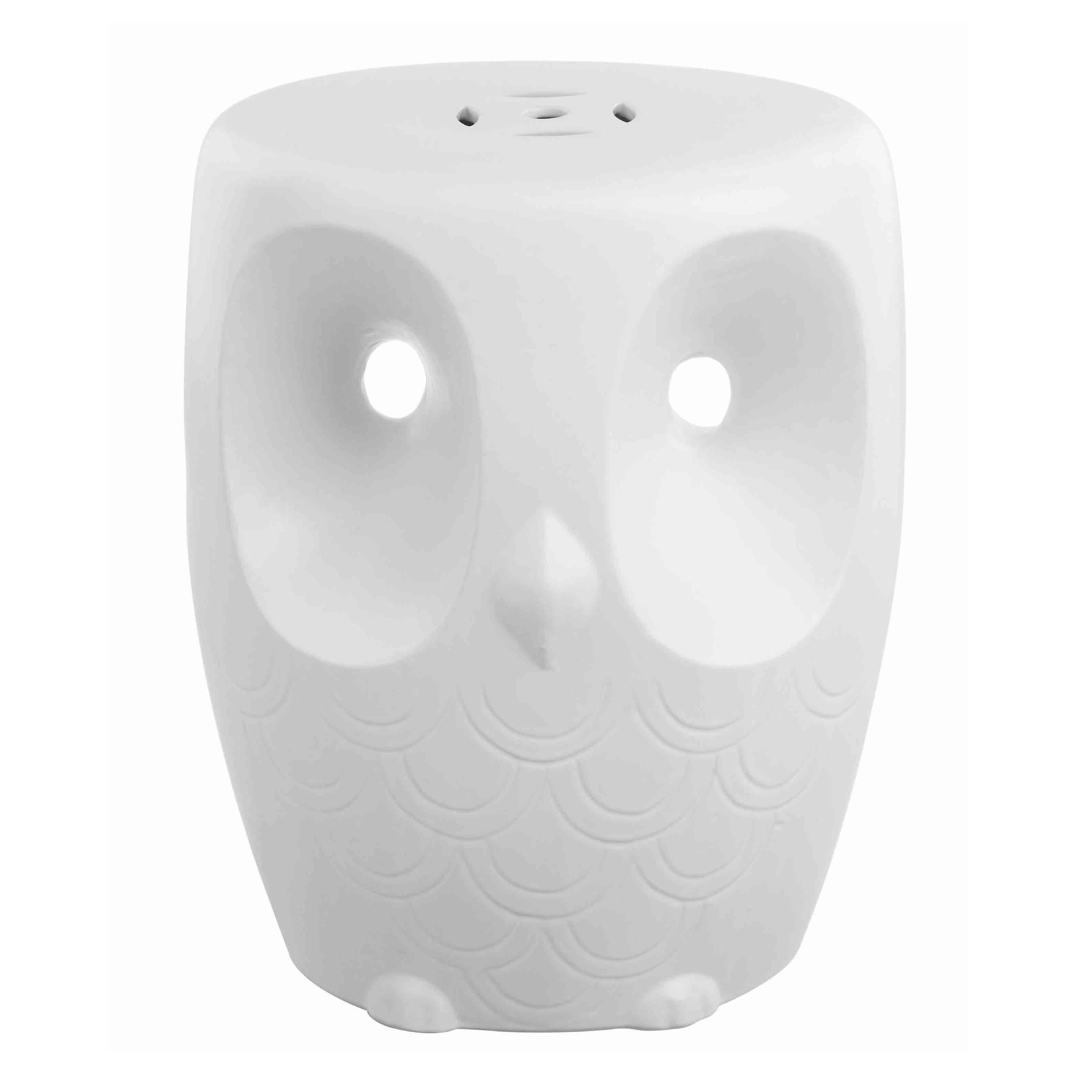 White Ceramic Owl Side Table | World Market