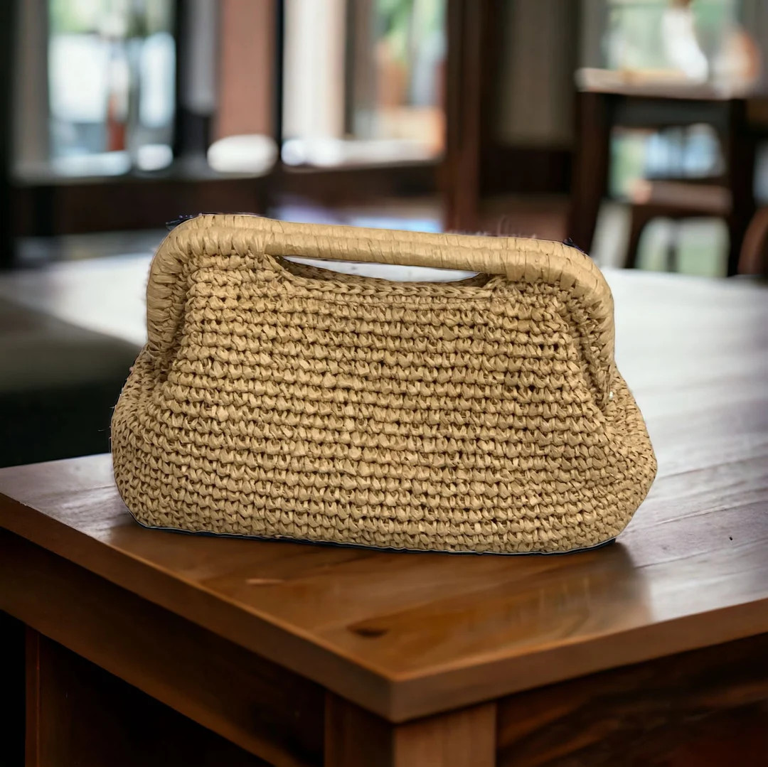 Crochet Bag,raffia Bag,straw Clutch Bag, Luxury Raffia Clutch,fashion Handmade Bag for Women, Kni... | Etsy (US)