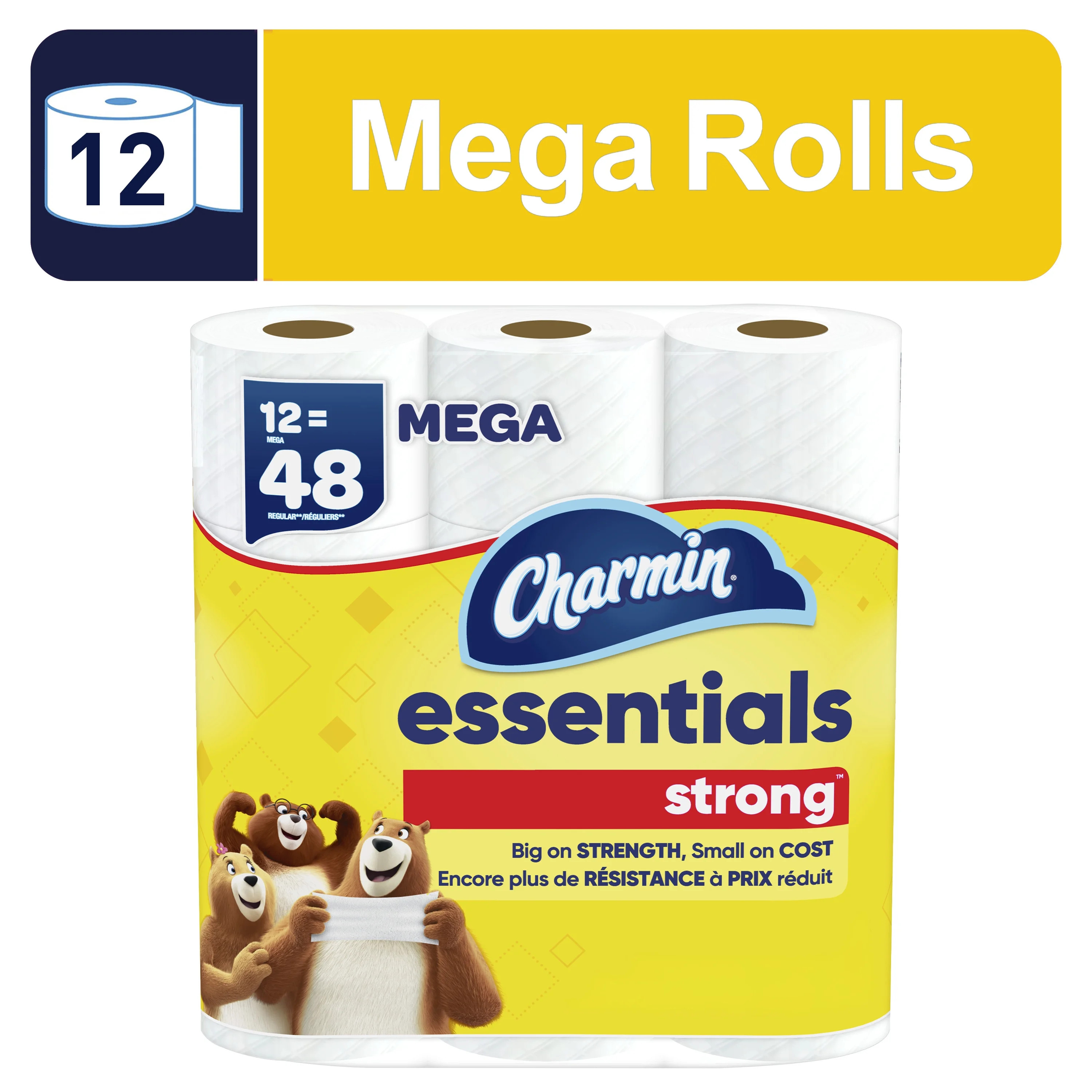 Charmin Essentials Strong Toilet Paper 12 Mega Rolls, 429 Sheets Per Roll | Walmart (US)