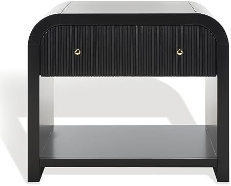 SAFAVIEH Couture Collection Liabella Black/Gold 1-Drawer Curved Nightstand (Fully Assembled) | Amazon (US)