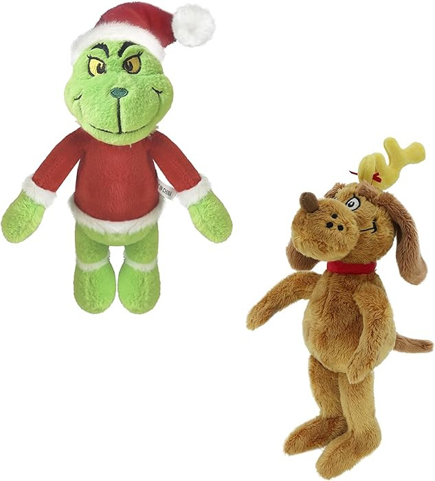 2Pcs Green Christmas Monster & Brown Dog Plush Toys Set, 11.8 Inch Soft Stuffed Dolls, Cute Chris... | Amazon (US)