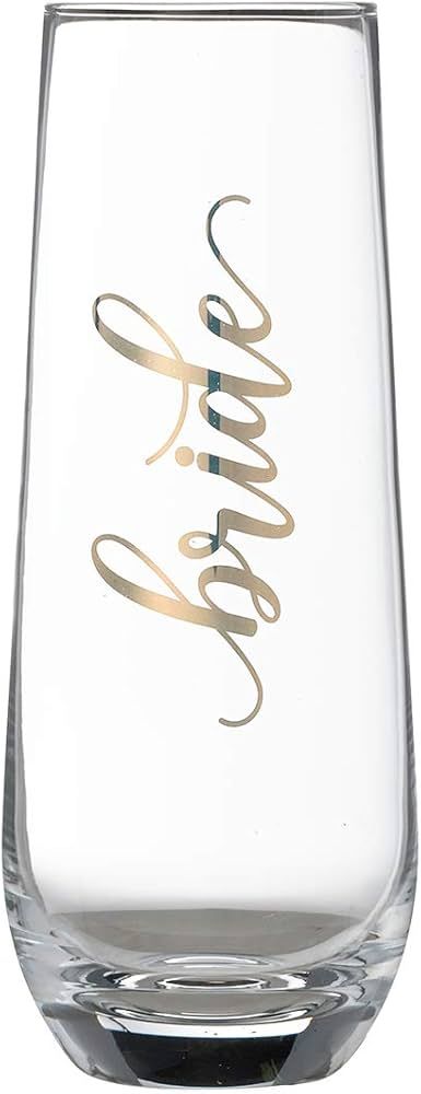 Lillian Rose Gold Bride Stemless Champagne Glass, 1 Count (Pack of 1), Clear | Amazon (US)