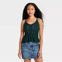 Women's Openwork Tank Pullover Sweater - Universal Thread\u2122 Teal Green M | Target