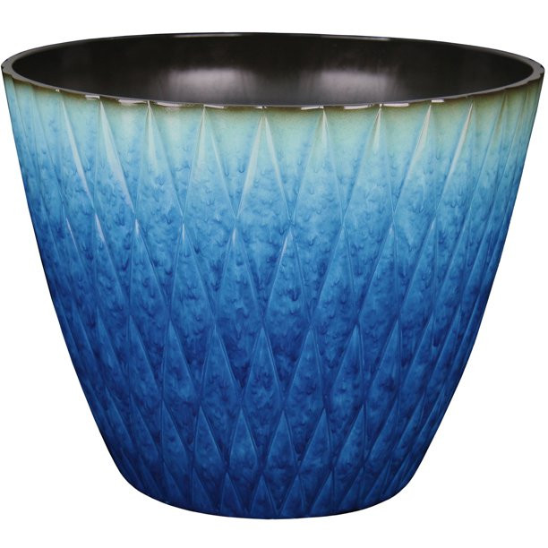Better Homes & Gardens Almeria 17.8 inch Round Planter, Blue | Walmart (US)
