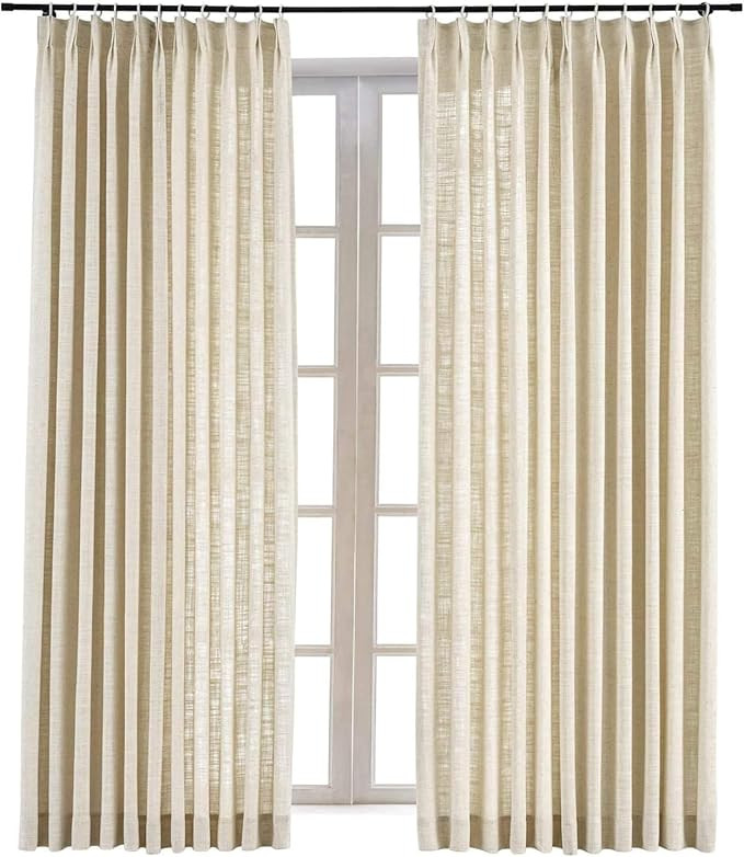 TWOPAGES 52 W x 96 L inch Pinch Pleat Darkening Drape Faux Linen Curtain Drapery Panel for Living... | Amazon (US)