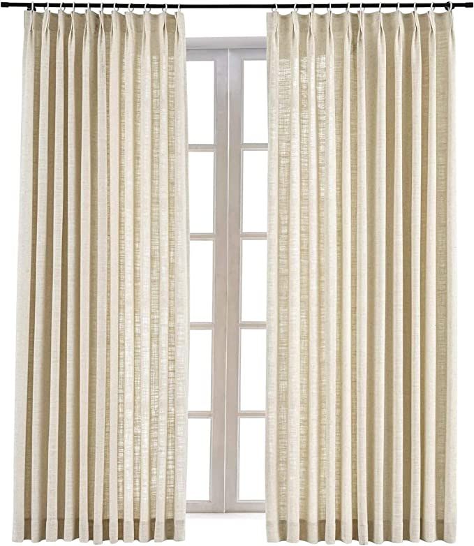 TWOPAGES 84 W x 96 L inch Pinch Pleat Darkening Drapes Faux Linen Curtains Drapery Panel for Livi... | Amazon (US)