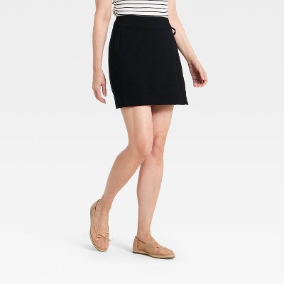 Women's Linen Wrap Mini Skirt - A New Day™ Black XL | Target