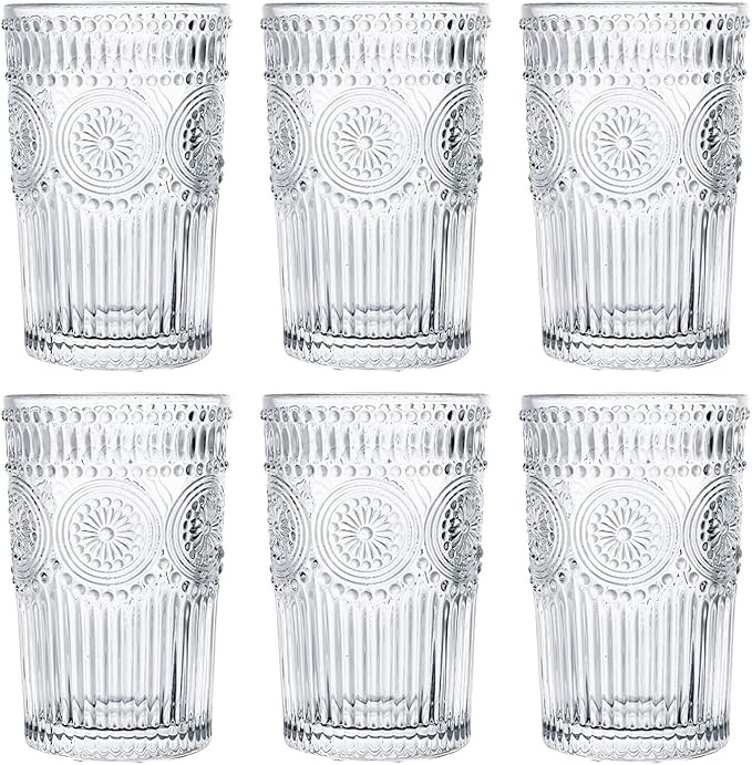 Kingrol 6 Pack 12 oz Romantic Water Glasses, Premium Drinking Glasses Tumblers, Vintage Glassware... | Amazon (US)