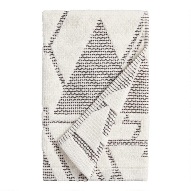 Ivory and Black Abstract Geo Blayne Hand Towel | World Market