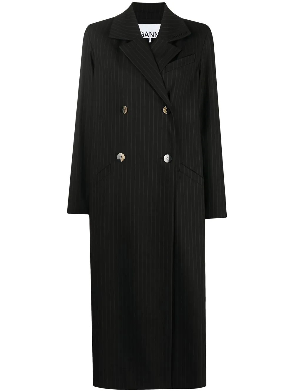 GANNI double-breasted Striped Coat | Black | FARFETCH | Farfetch Global