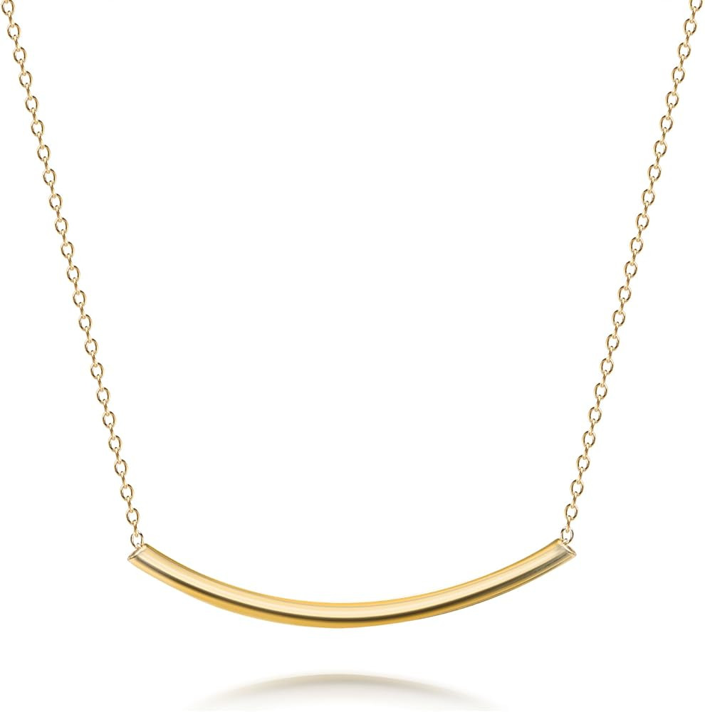 Minimalist Delicate Thin Sideways Horizontal Round Tube Curved Bar Slide Pendant Necklace For Wom... | Amazon (US)