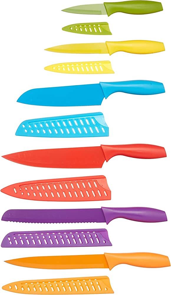 Amazon Basics 12-Piece Color-Coded Kitchen Knife Set, 6 Knives with 6 Blade Guards | Amazon (US)