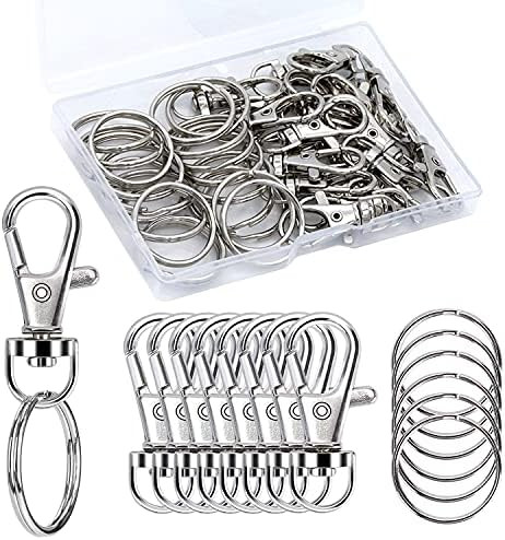 50PCS Premium Swivel Snap Hooks with Key Rings, Metal Swivel Hooks W/Portable Plastic Box, 25PCS ... | Amazon (US)