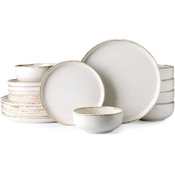 AmorArc Ceramic Dinnerware Sets, Wavy Rim Stoneware Plates and Bowls Sets, Highly Scratch Resista... | Amazon (US)