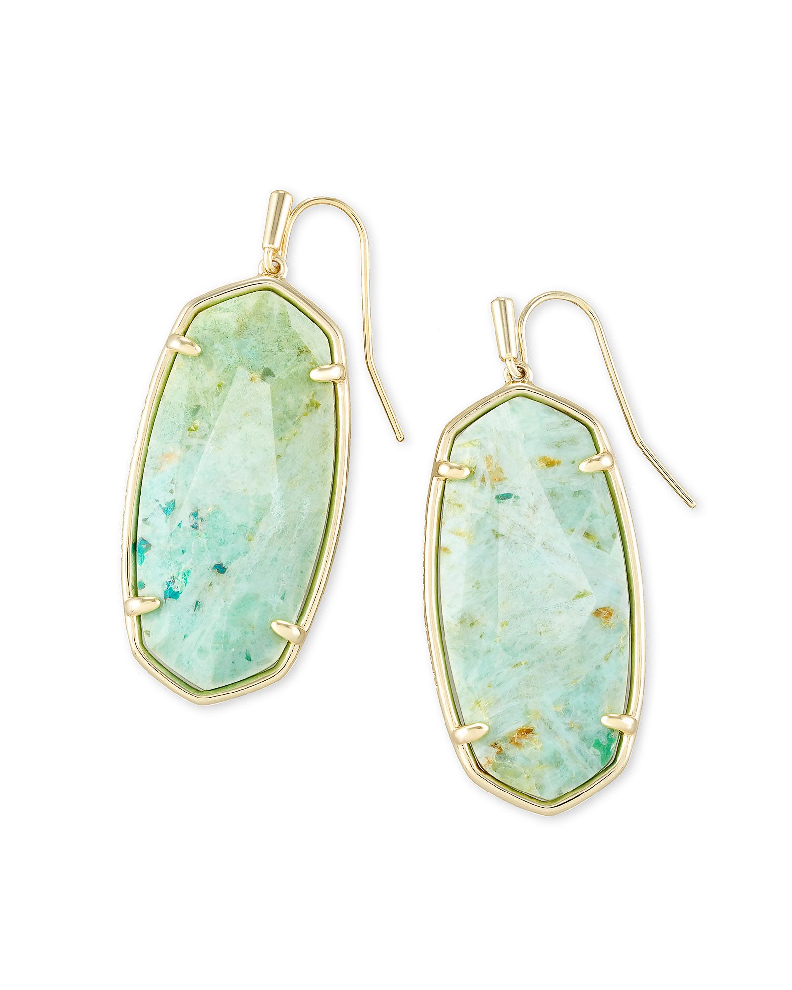 Faceted Elle Gold Drop Earrings in Sea Green Chrysocolla | Kendra Scott