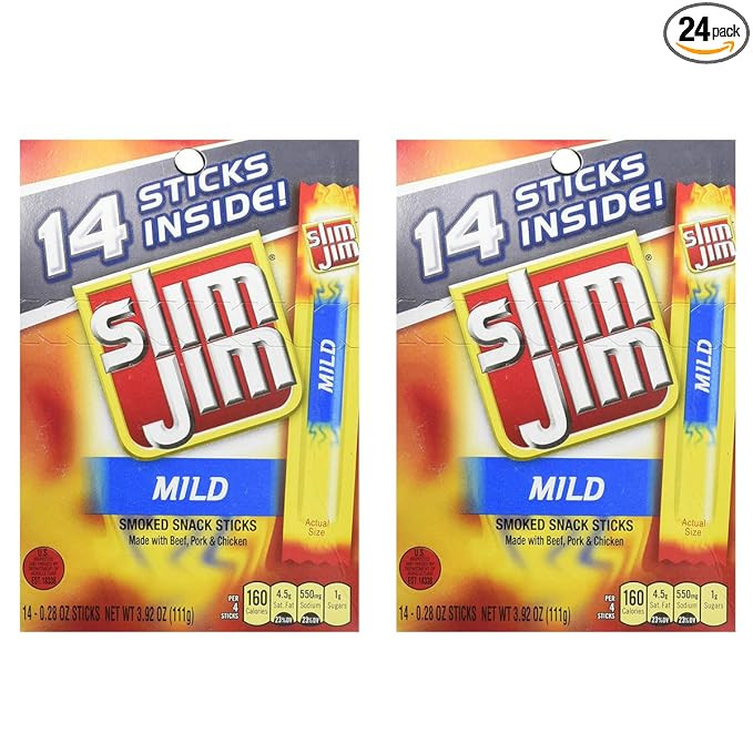 Slim Jim Mild Snack Sticks, 0.28 Ounce, 14 Count (Pack of 2) Gourmet Jerky | Amazon (US)