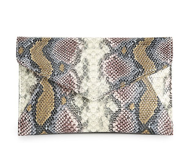 Urban Expressions Snake Clutch - Women's - Grey/Light Pink/Light Brown Snake Print | DSW