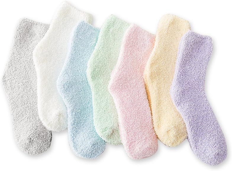 Women's Cozy Fluffy Socks Fuzzy Socks Plush Socks 5,6,7,8 Pairs | Amazon (US)